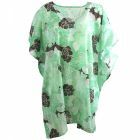 Korte mintgroene kaftan met bloemenprint 