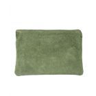 Suède lederen fold-over clutch in groen