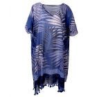 Kobaltblauwe kaftan met tropische print