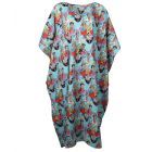 Mintgroene kaftan met Frida Kahlo print