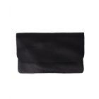 Zwarte leren fold-over clutch